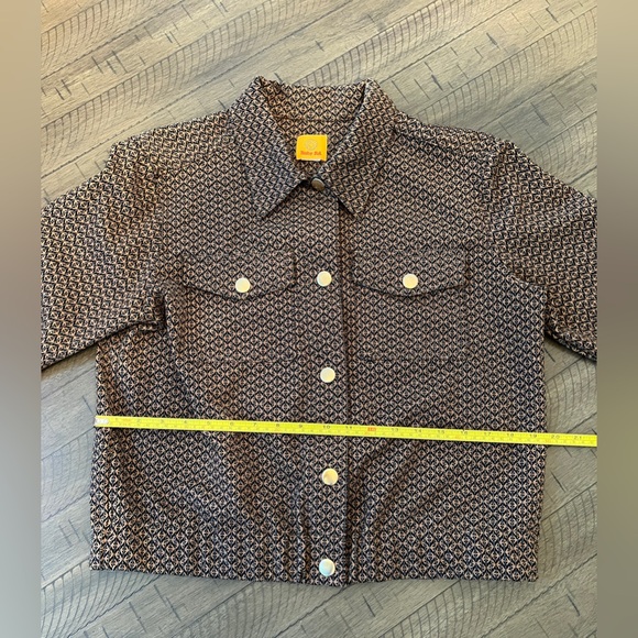Ruby Rd. Women’s Geometric Brown and Gold Bomber Jacket SIZE M LIKE NEW - Picture 4 of 7